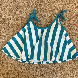 Kortni Jeane Teal and White Striped Swing Top